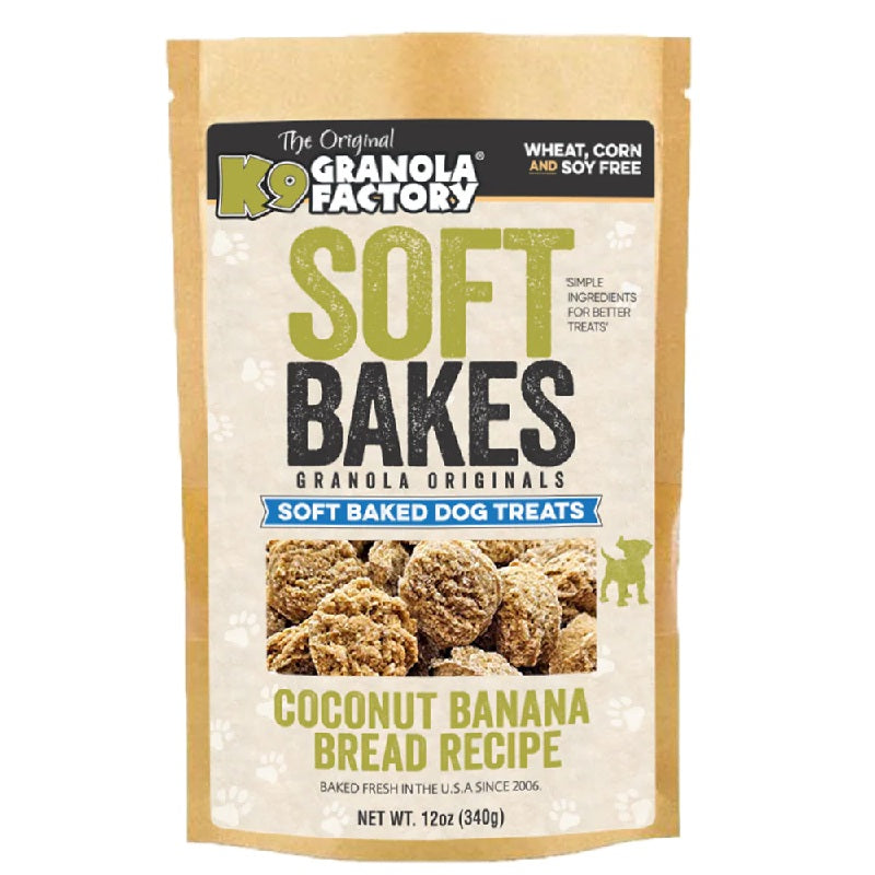 K9 Granola Factory Soft Bakes Coconut Banana Bread Recipe Dog Treats 12 oz