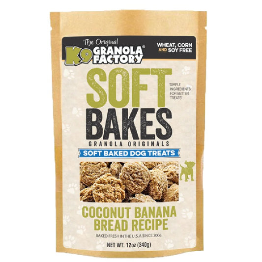 K9 Granola Factory Soft Bakes Coconut Banana Bread Recipe Dog Treats 12 oz