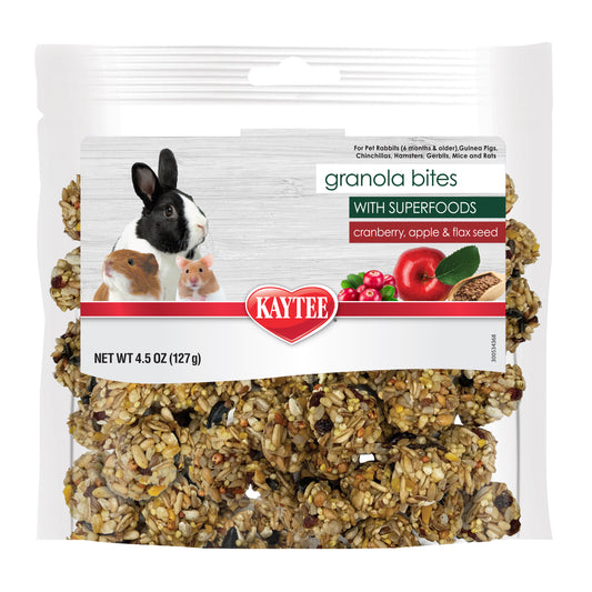 Kaytee Granola Small Animal Bites with Superfoods Cranberry Apple & Flax Small Pet Treats, 4.5-oz bag