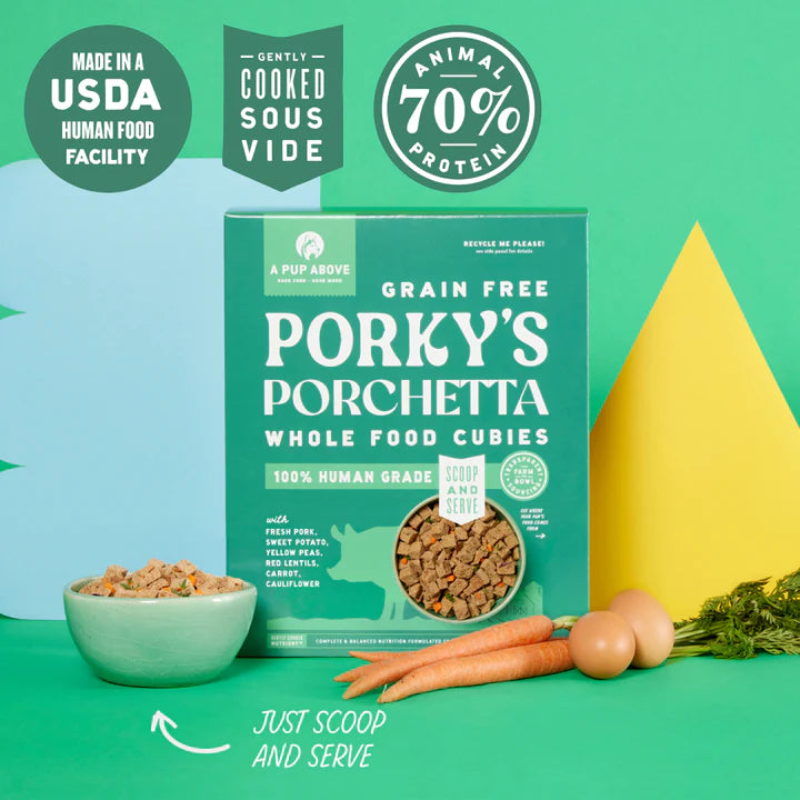 A Pup Above Porky's Porchetta Whole Food Cubies Grain Free 2.5 oz