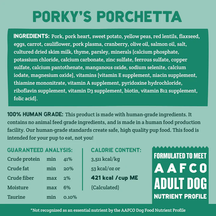 A Pup Above Porky's Porchetta Whole Food Cubies Grain Free 2.5 oz