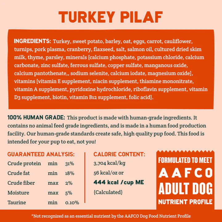 A Pup Above Turkey Pilaf Whole Food Cubies Friendly Grains 2.5 oz