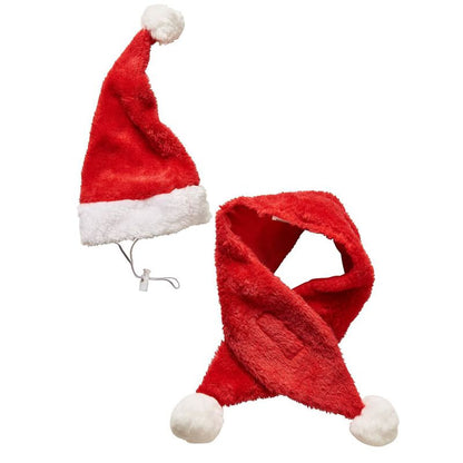 Fashion Pet Santa Hat & Scarf Set For Pets, Red