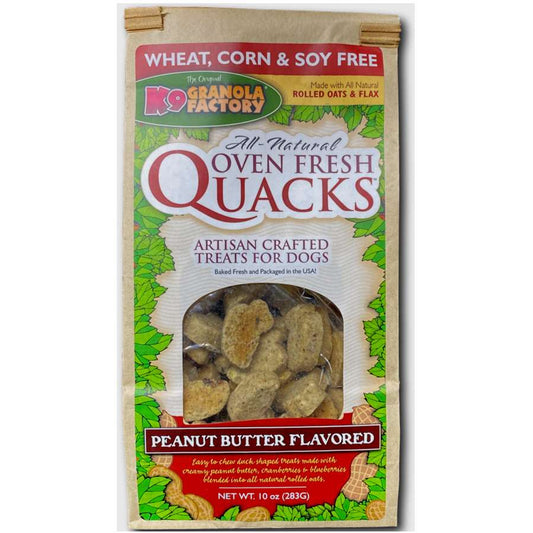 K9 Granola Factory Oven Fresh Quacks Peanut Butter Flavored Dog Treats 10 oz