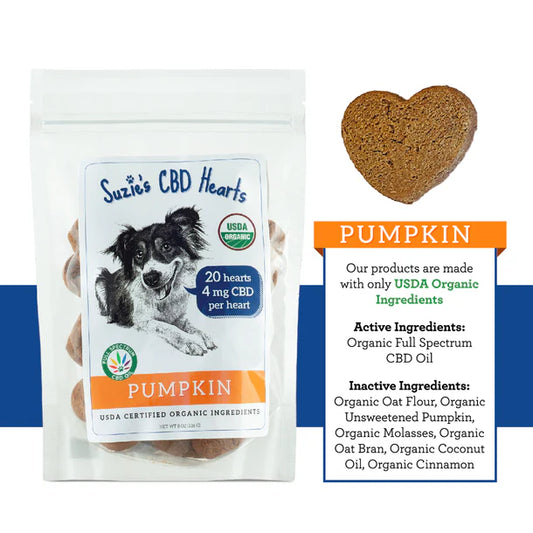 Suzie's CBD Hearts Dog Treats Pumpkin, 8 oz