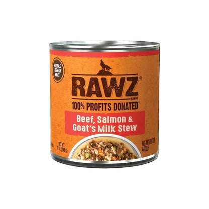 Rawz Stew Beef, Salmon & Goat's Milk Canned Dog Food 10oz.