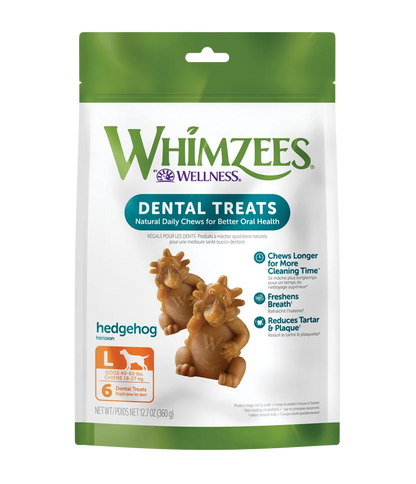 WHIMZEES by Wellness Hedgehog Dental Chews Natural Grain-Free Dental Dog Treats, Large, 6 count