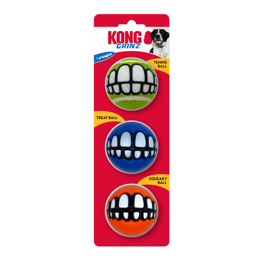 ROGZ by KONG Grinz Treat Ball Dog Toy, 3 Pack