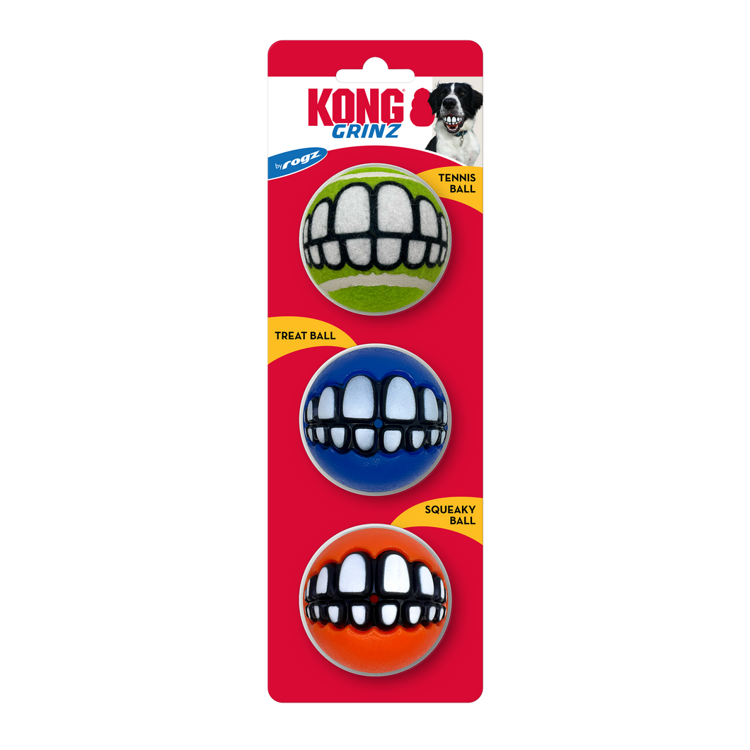 ROGZ by KONG Grinz Treat Ball Dog Toy, 3 Pack