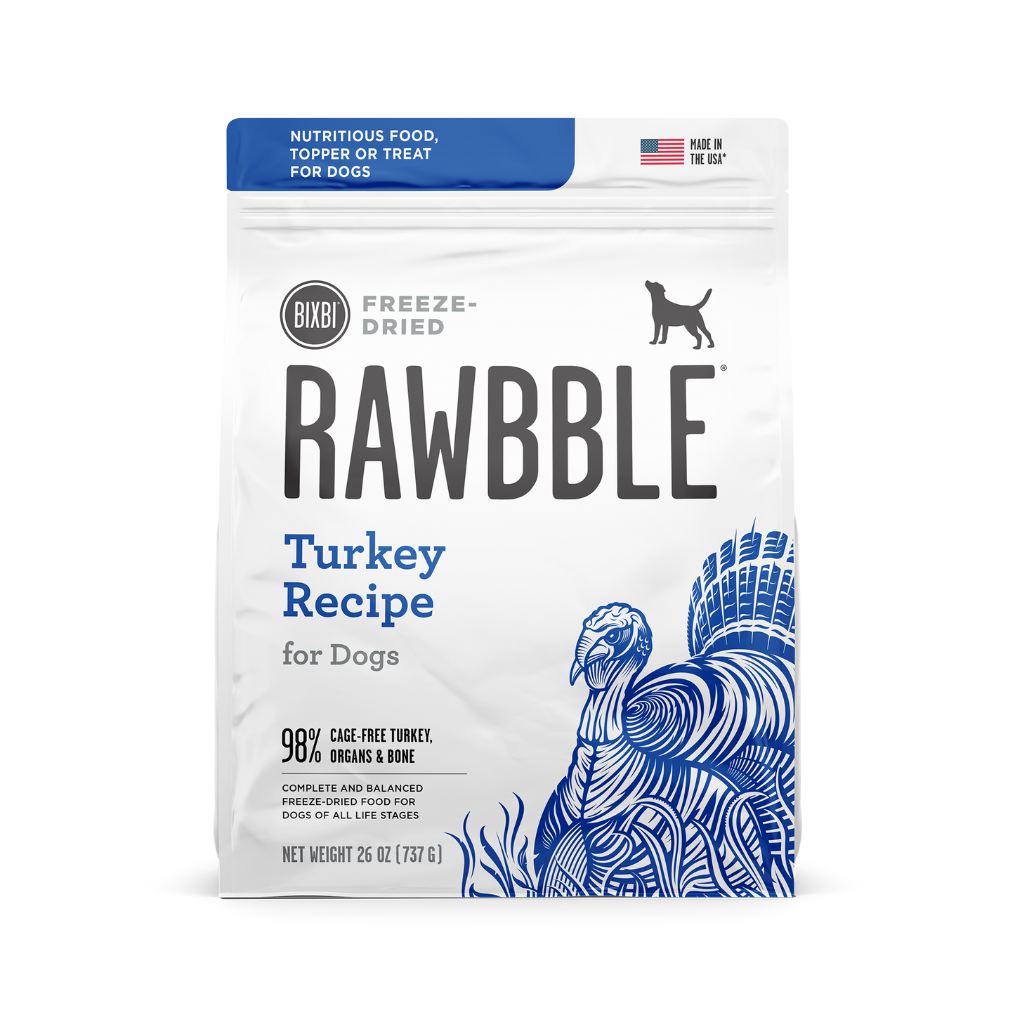 BIXBI Rawbble Turkey Recipe Grain-Free Freeze-Dried Dog Food
