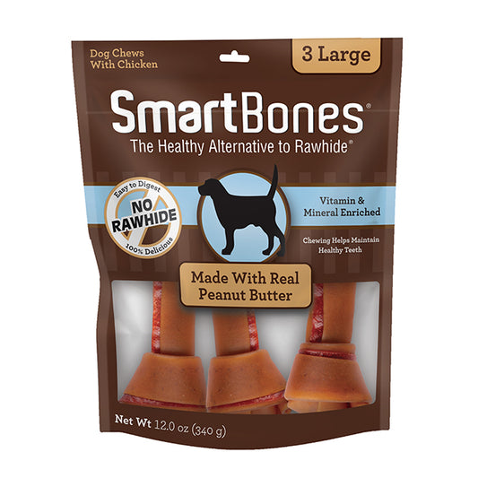 SmartBones Peanut Butter Classic Bone Chews, Large