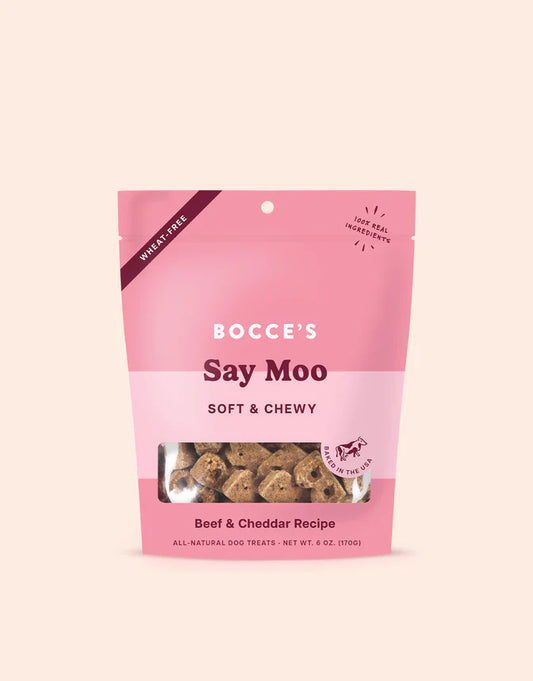 Bocce's Bakery Say Moo Beef & Cheddar Recipe Soft & Chewy Dog Treats 6 oz