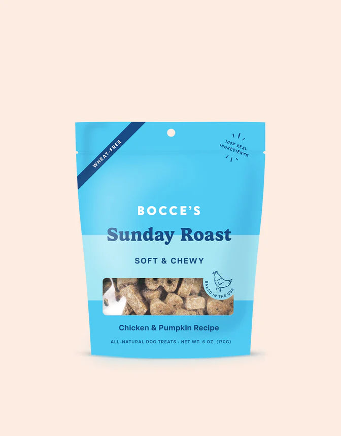 Bocce's Bakery Sunday Roast Chicken & Pumpkin Recipe Soft & Chewy Dog Treats 6 oz