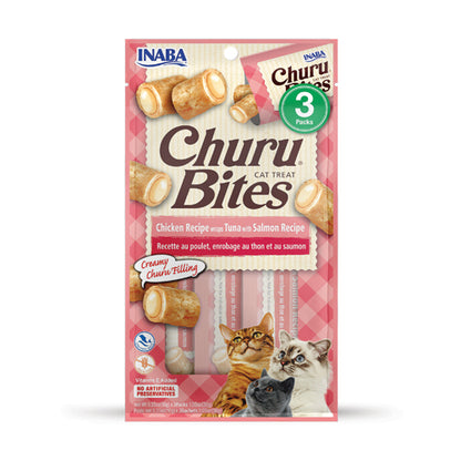 Inaba Churu Bites Chicken Recipe Wraps Tuna with Salmon Recipe Grain-Free Cat Treats 3 Pack