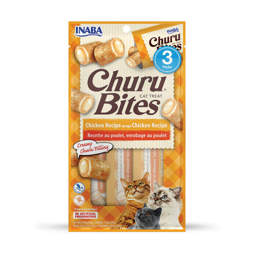 Inaba Churu Bites Chicken Recipe Wraps Chicken Recipe Grain-Free Cat Treats 3 Pack