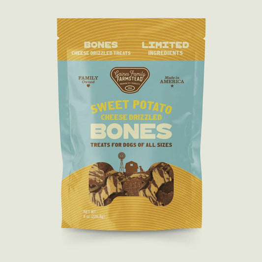 Gaines Family Farmstead Sweet Potato Cheese Drizzled Bones Dog Treats, 8 oz