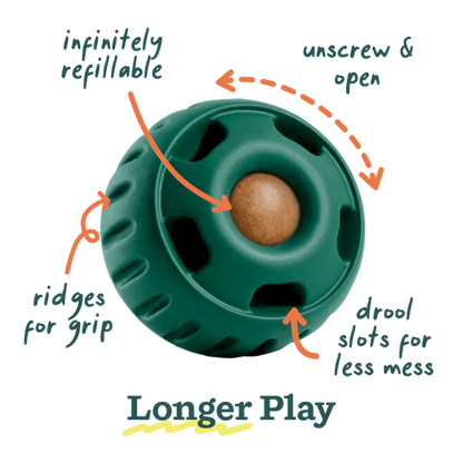 Woof Pupsicle Refillable Dog Treat Dispenser Toy Forest Green