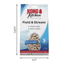 Load image into Gallery viewer, KONG Kitchen Field &amp; Steam Chicken &amp; Salmon Crunchy Dog Treats, 4 oz box
