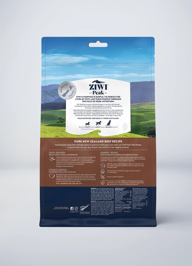 ZIWI Peak Beef Grain-Free Air-Dried Dog Food, 2.2lb