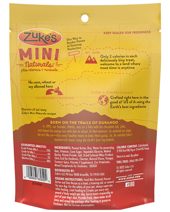 Zukes's Mini Naturals® Peanut Butter & Oats Recipe Training Dog Treats