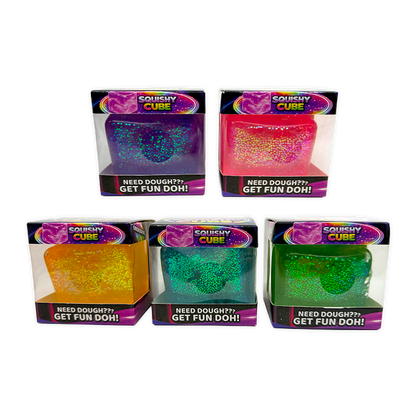 Fun Doh Squish & Squeeze Sparkle Cube Fidget Toy