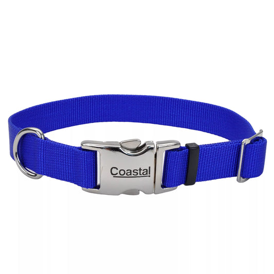 Coastal Adjustable Dog Collar with Metal Buckle Blue