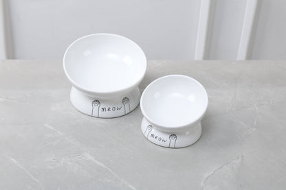 Meow Elevated Ceramic Cat Dish - Ideal For Food Or Water: Black / Standard