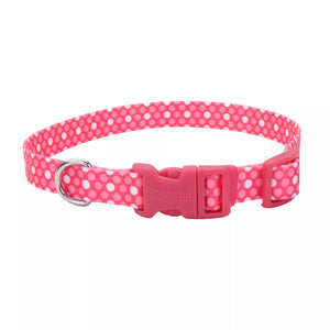 Coastal Styles Adjustable Dog Collar, Pink Dots