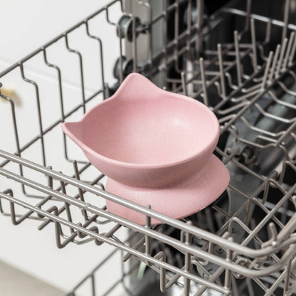 Archie Bamboo Tilt Cat Bowl: Stone Grey
