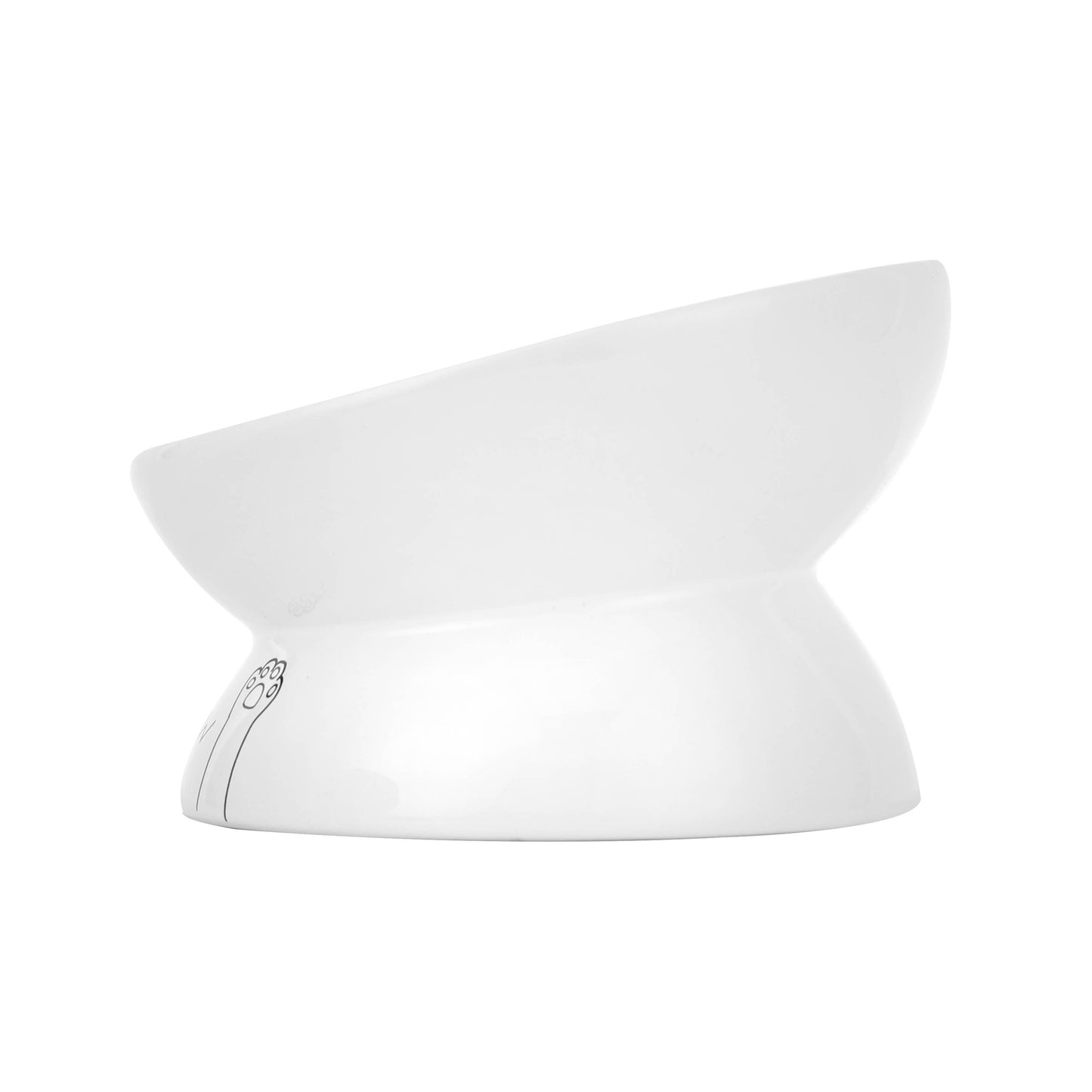 Meow Elevated Ceramic Cat Dish - Ideal For Food Or Water: Black / Standard