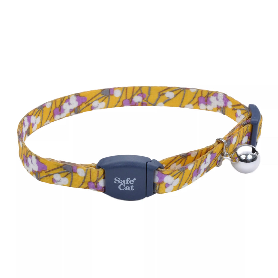 Safe Cat Adjustable Breakaway Cat Collar with Magnetic Buckle, Charcoal Stemmed Flower