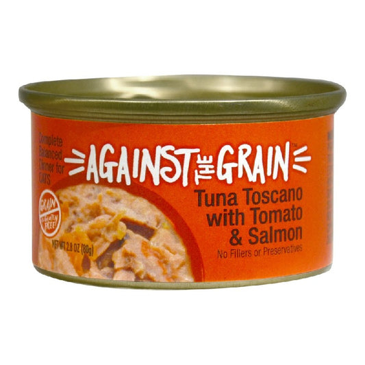 Against The Grain Tuna Toscano with Tomato & Salmon Dinner in Gravy Canned Cat Food