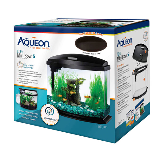 Aqueon SmartClean 5 Gallon LED MiniBow Kit Black