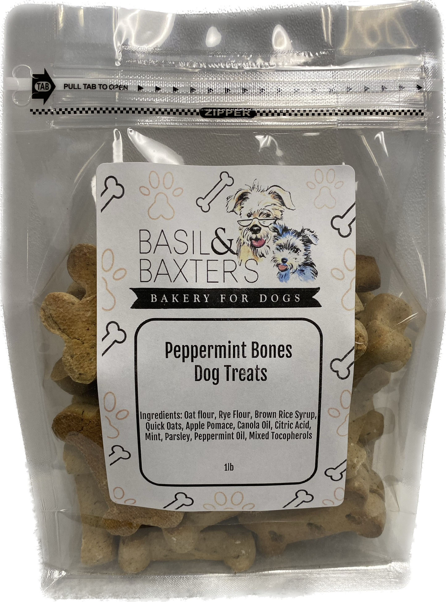 Basil & Baxter's Peppermint Bones Dog Treats 1lb