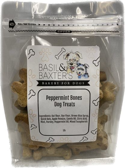 Basil & Baxter's Peppermint Bones Dog Treats 1lb