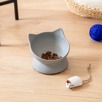 Archie Bamboo Tilt Cat Bowl: Stone Grey