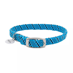 ElastaCat Reflective Safety Stretch Collar with Reflective Charm, Blue with Black