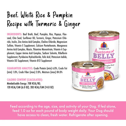 Weruva Awesome Belly Beef, White Rice & Pumpkin Recipe with Papaya, Turmeric & Ginger Canned Dog Food