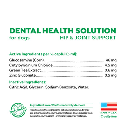 TropiClean Fresh Breath Dental Health Solution + Hip & Joint Support Dog Dental Water Additive