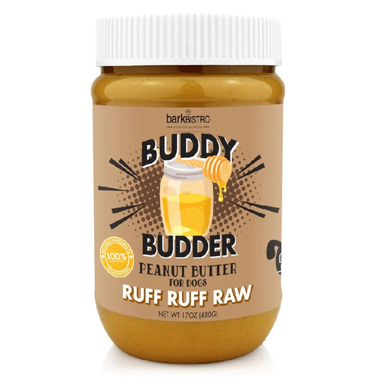 Bark Bistro Buddy Budder Ruff Ruff Raw - 100% Natural Dog Peanut Butter, Made in USA 17oz