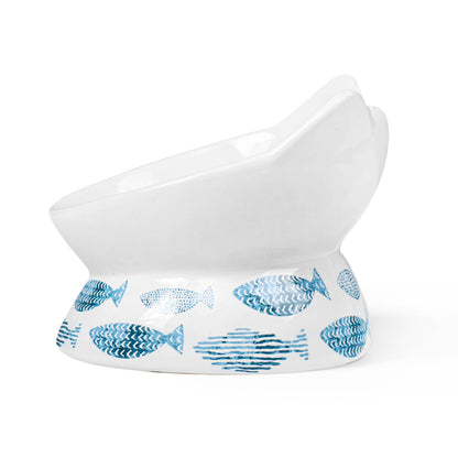 Oscar Tilt Cat Dish: Blue