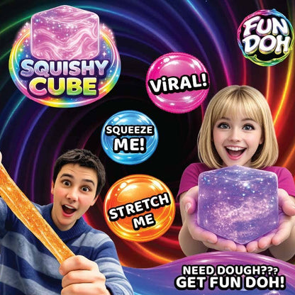 Fun Doh Squish & Squeeze Sparkle Cube Fidget Toy