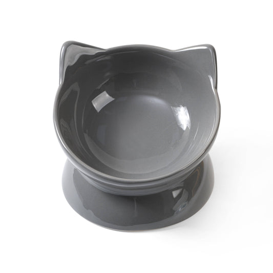 Oscar Tilt Cat Dish: Gray