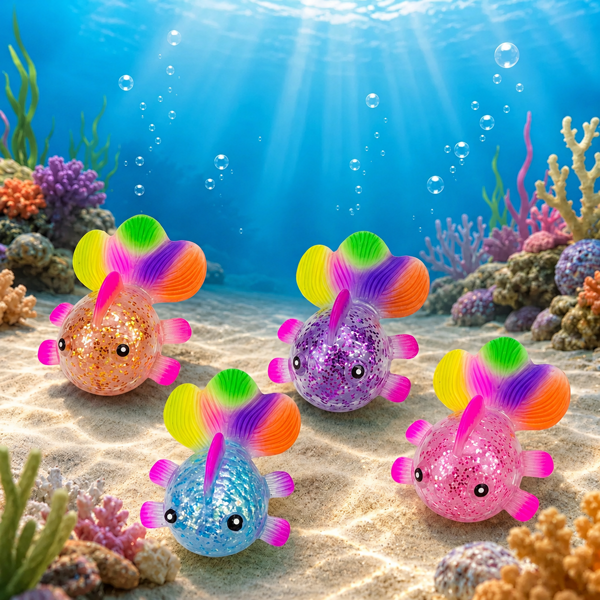 Maltose Glitter Goldfish Squishy, Stress Relief Fidget Toy