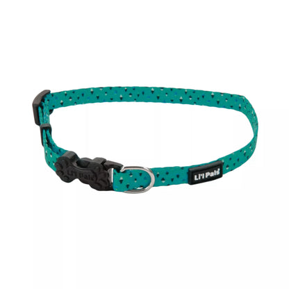 Li'l Pals Adjustable Patterned Dog Collar, Teal & Grey Diamonds