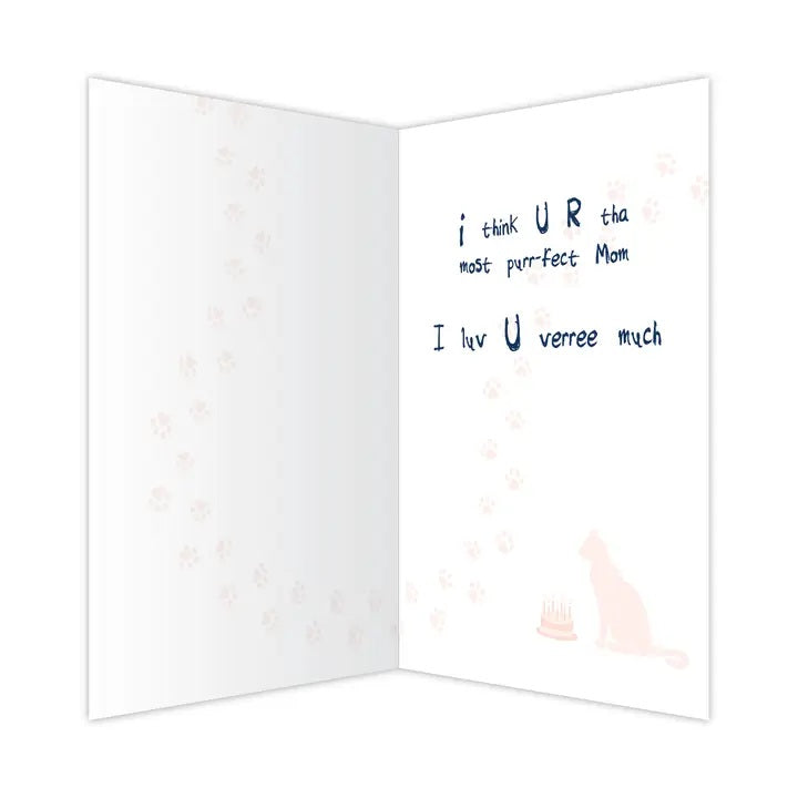 Dog Speak Birthday Card - Happe Birfdaa Cat Mom