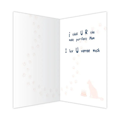 Dog Speak Birthday Card - Happe Birfdaa Cat Mom