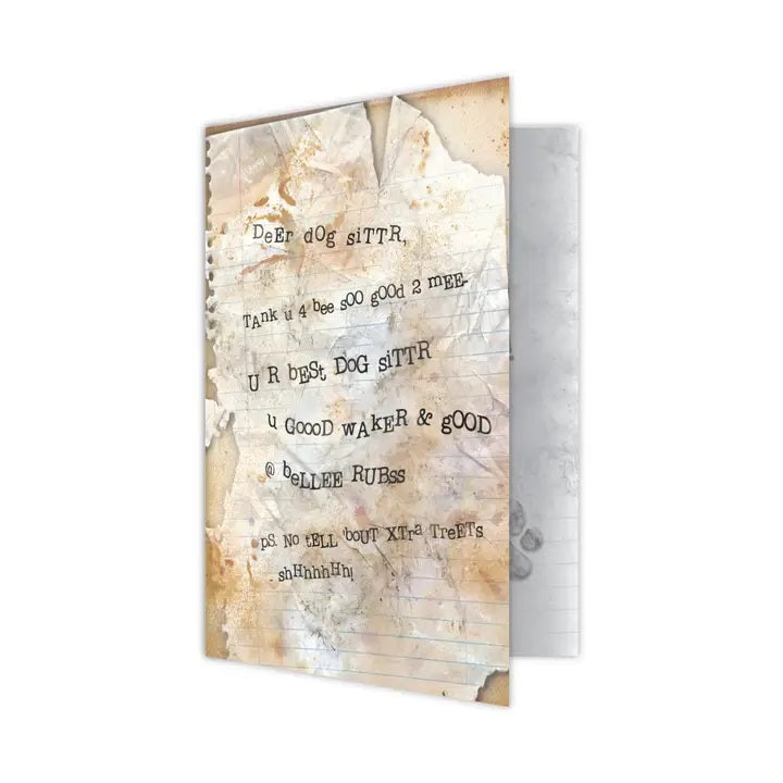 Dog Speak Pet Sitter Card - Dog Sitter Letter