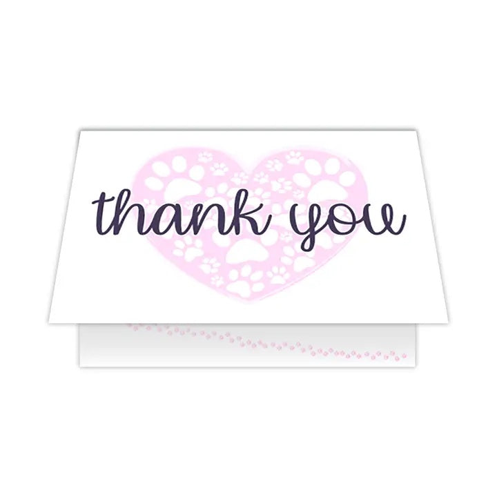 Dog Speak Thank You Card - Heart with Paw