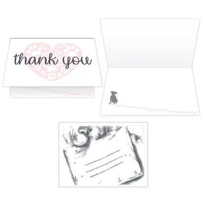 Dog Speak Thank You Card - Heart with Paw